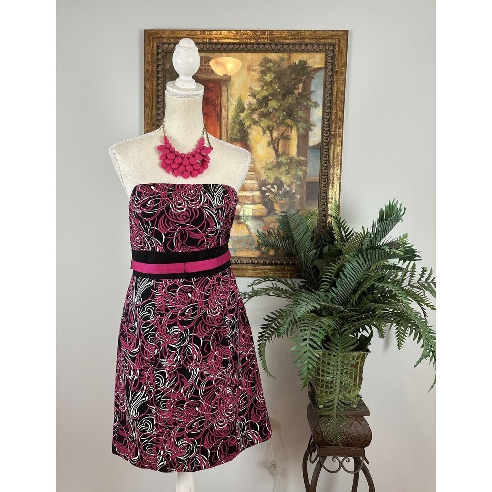 LOFT Sash Dress‎ Womens 2P Sleeveless Off Shoulder Fit & Flare Zipper Side Mini
